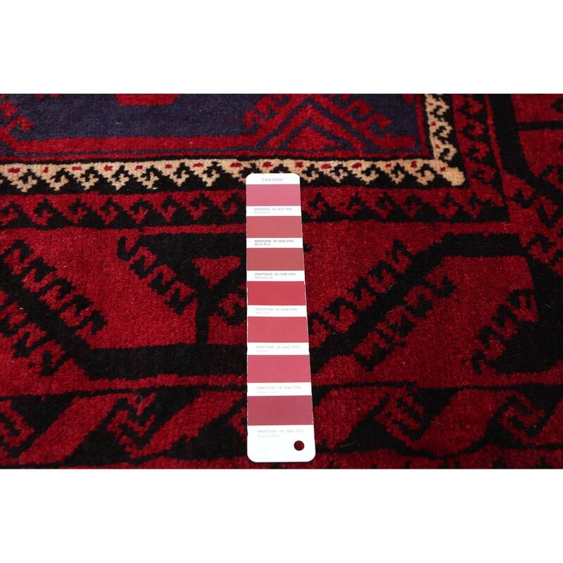 ECARPETGALLERY Hand-knotted Baluch Red Wool Rug - 3'8 x 7'6