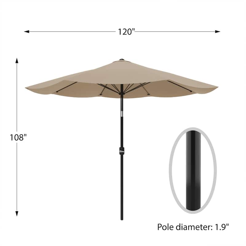 Pure Garden 10 ft Patio Umbrella with Auto Tilt and Hand Crank