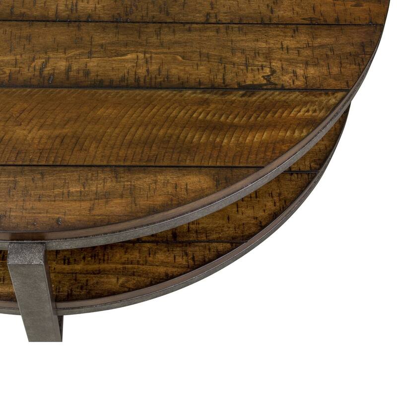 Breckinridge Mahogany Spice with Pewter Metal Round Cocktail Table