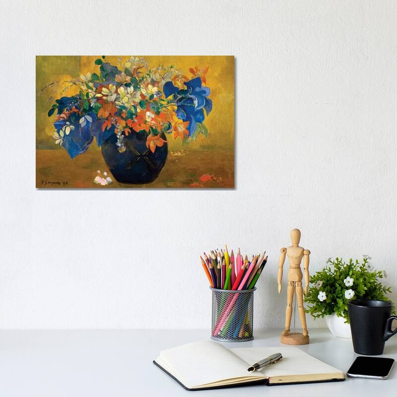 iCanvas "A Vase of Flowers, 1896 " by Paul Gauguin Canvas Print - 8x12x0.75