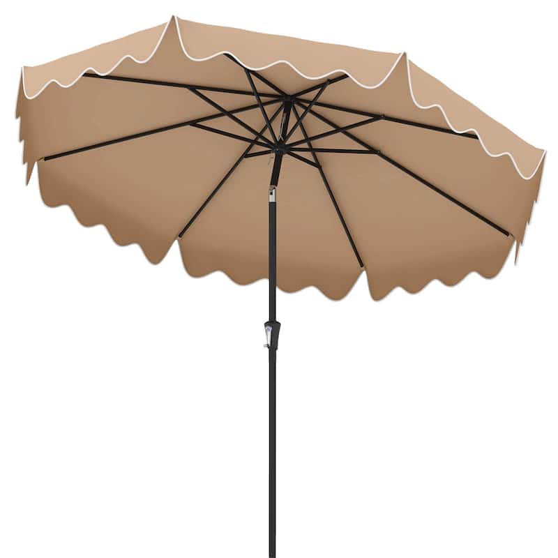 Costway 9 FT Patio Umbrella 2-Tier Market Table Umbrella with - Brown
