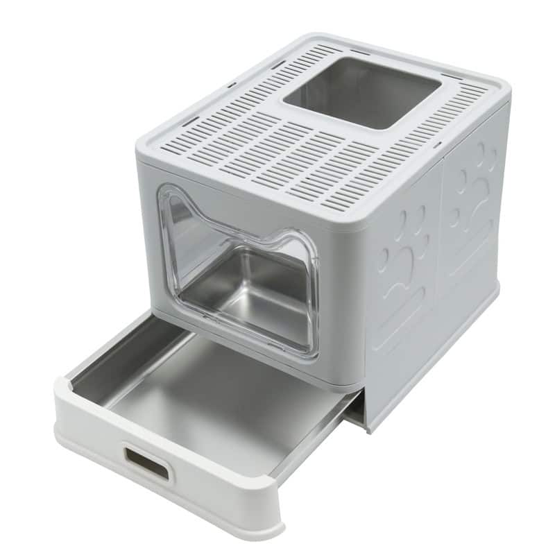 Extra Large Stainless Steel Enclosed Cat Litter Box With Lid Easy Cleaning