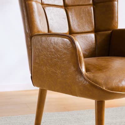 Upholstered Accent Chair Armchair with Wooden Legs