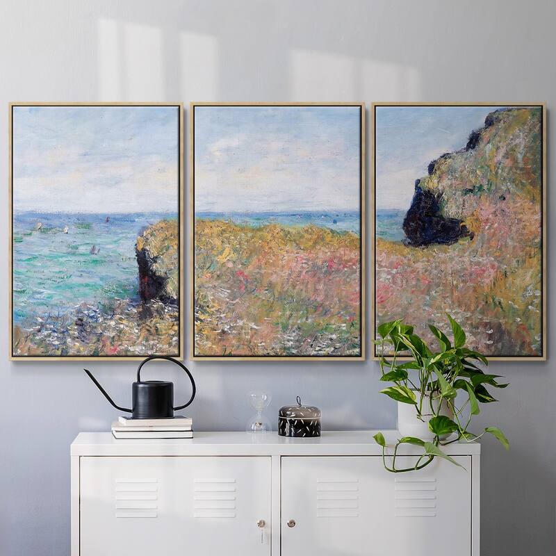 Edge of the Cliff, Pourville, 1882 - Multi Piece Framed Canvas