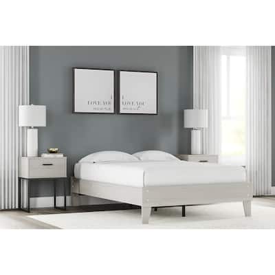 Signature Design by Ashley Socalle Light Natural Platform Bed with 2 Nightstands