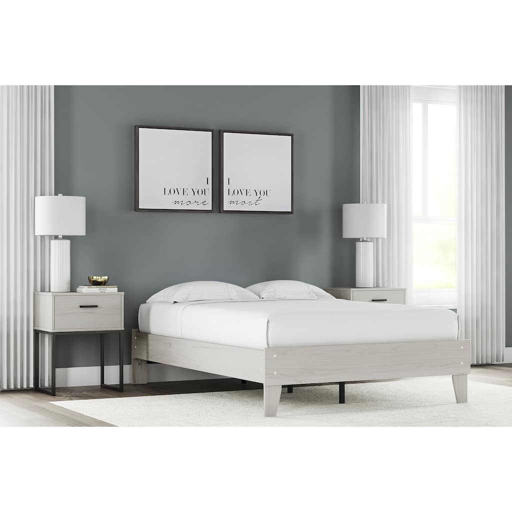 Signature Design by Ashley Socalle Light Natural Platform Bed with 2 Nightstands