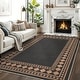 preview thumbnail 1 of 38, Area Rugs Modern Bordered Rug Easy Jute Rug Non-Slip Low Pile Indoor Outdoor Rugs for Living Room Patio Backyard 10'x13' - Black Coffee