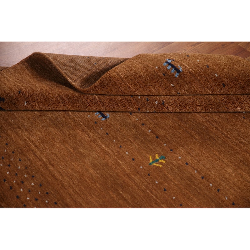 Brown Animals Tribal Gabbeh Oriental Area Rug Wool Carpet - 4'8"x 6'6"