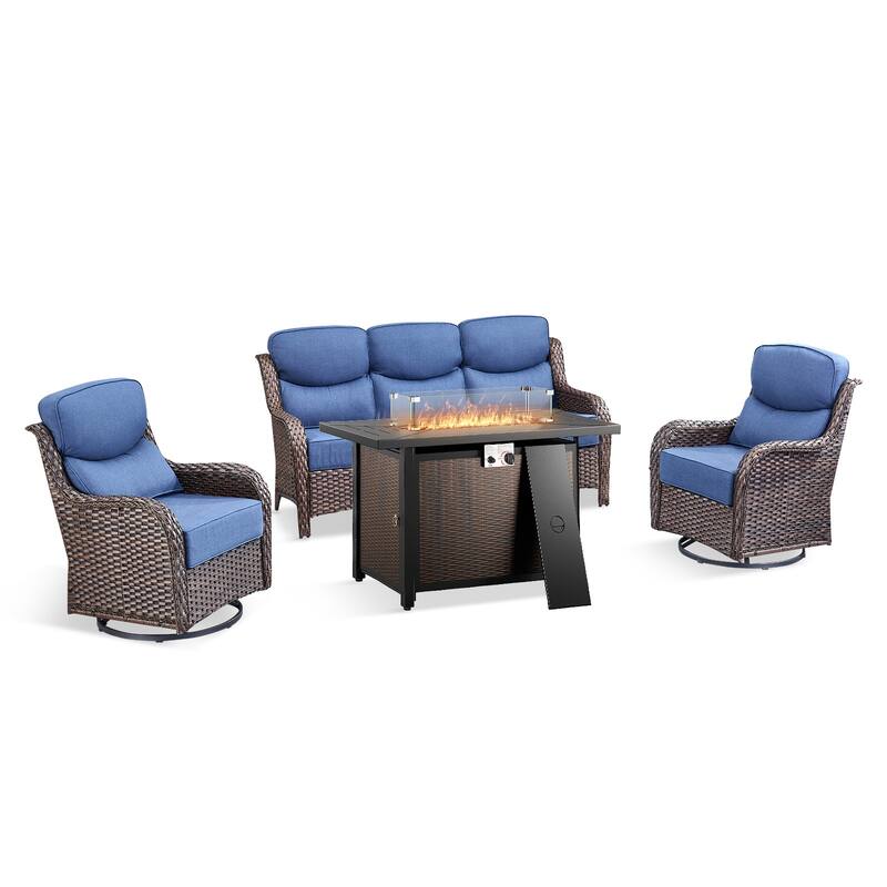 Pocassy Patio Furniture Set with 43 inch Fire Pit Table