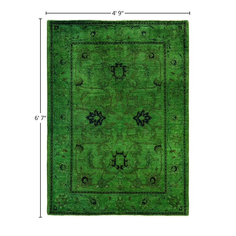 Overdyed One-of-a-Kind Hand-Knotted Area Rug - Green - 4' 9" x 6' 7"