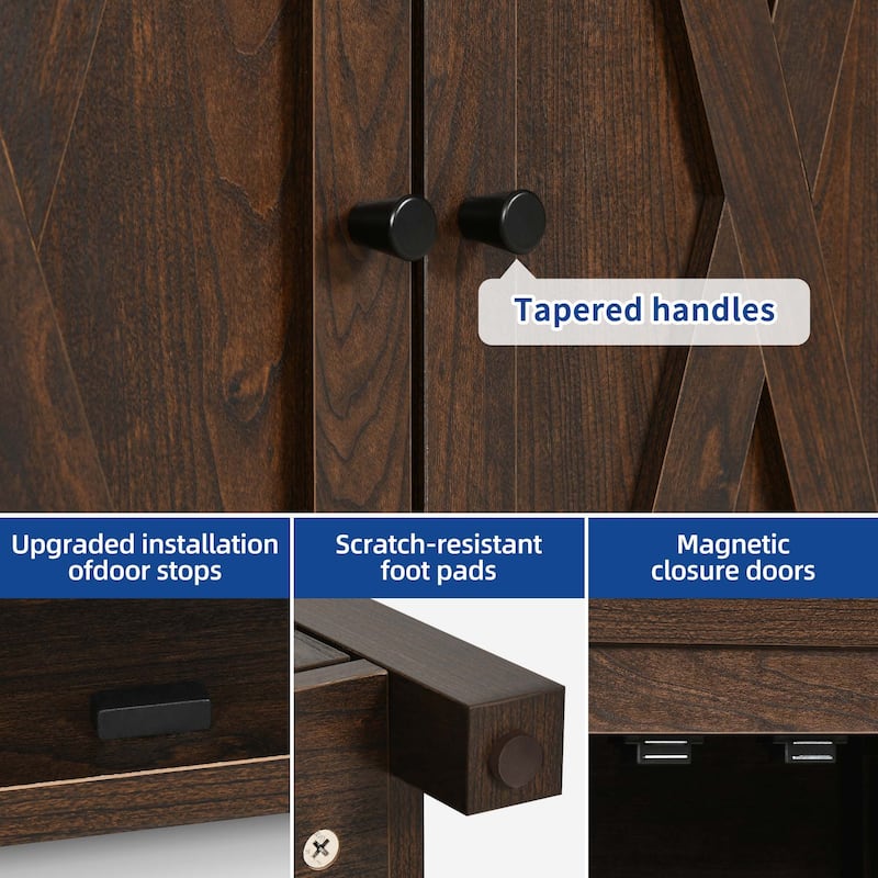 Moasis 55-inch Farmhouse Four-Door Buffet Cabinet Storage Kitchen Sideboard Buffet Table