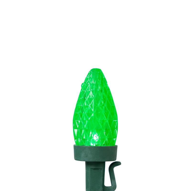 LED C7 Faceted Christmas Lights - Green - 20.25' Green Wire - 50ct