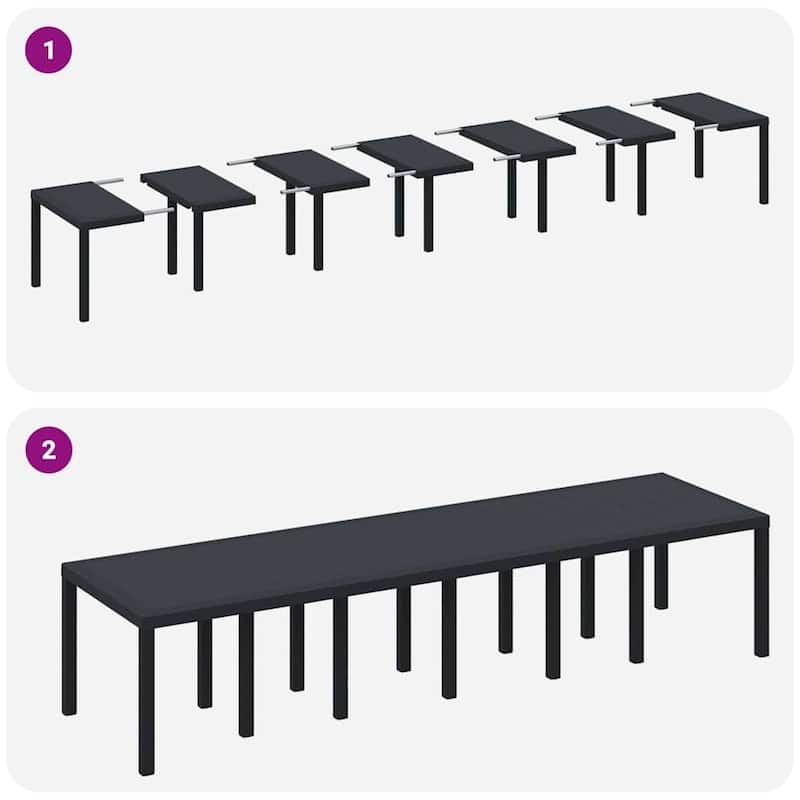 vidaXL Garden Dining Set 1315 pcs Anthracite/Brown Polt rattan - 350 x 100 x 73 cm
