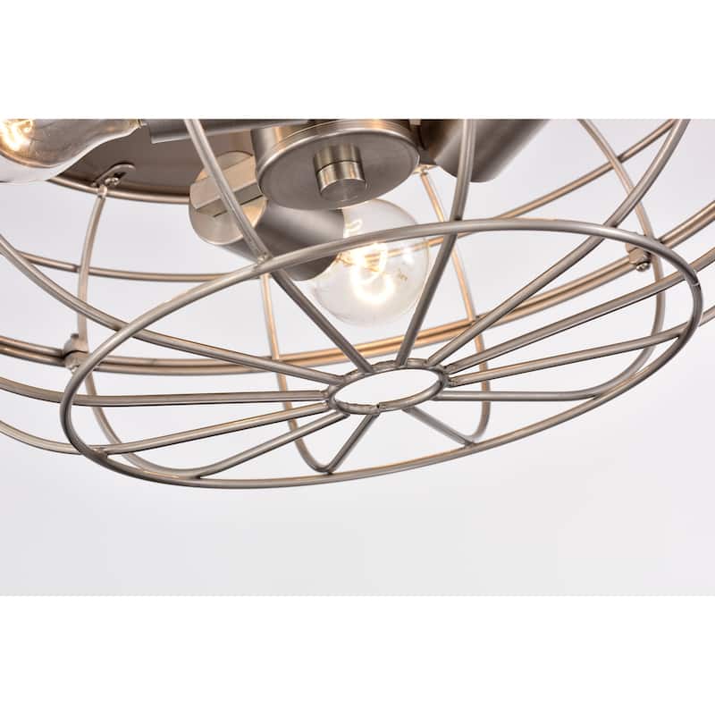Antoine 3-Light Metal Dome Cage Flush Mount