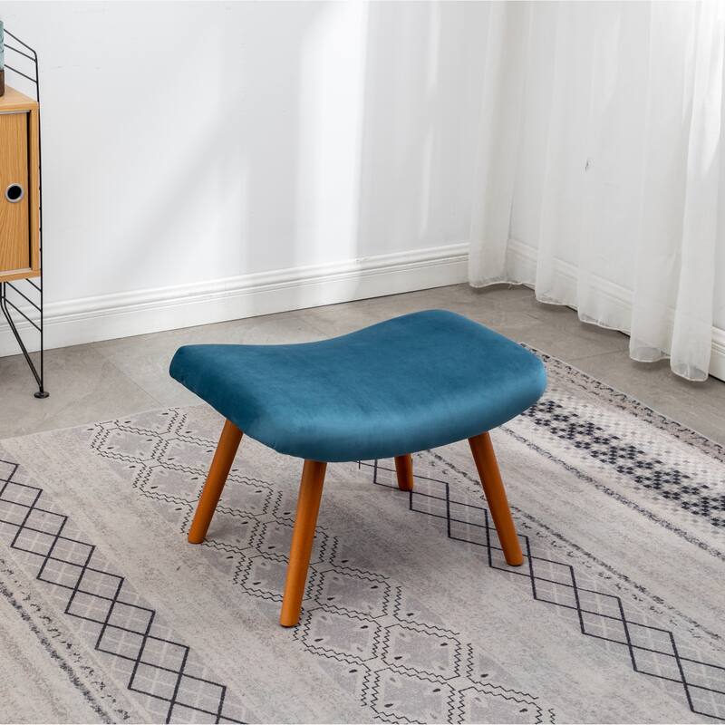 Contemporary Silky Velvet Tufted Accent Chair with Ottoman