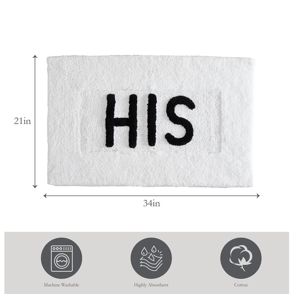 dimension image slide 1 of 10, Jean Pierre Novelty Cotton Bath Rug - 21"x34" - "His" & "Hers"