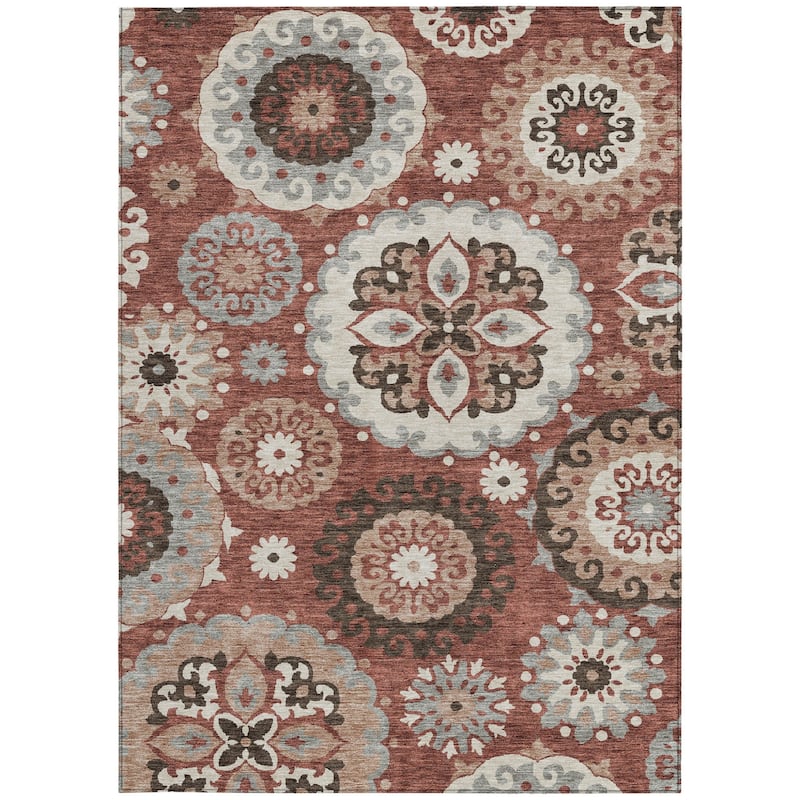 HomeRoots Floral Medallion Transitional Rectangle Outdoor Rug