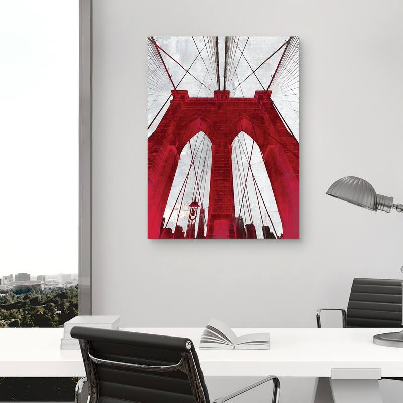Brooklyn Bridge Red by GI ArtLab Canvas Art Print