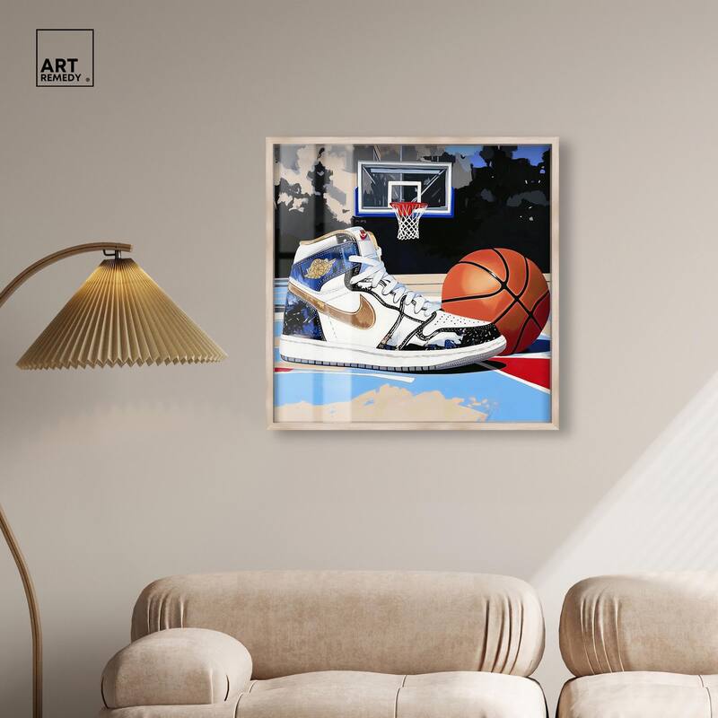Basketball Court Blues Shadowbox by Art Remedy
