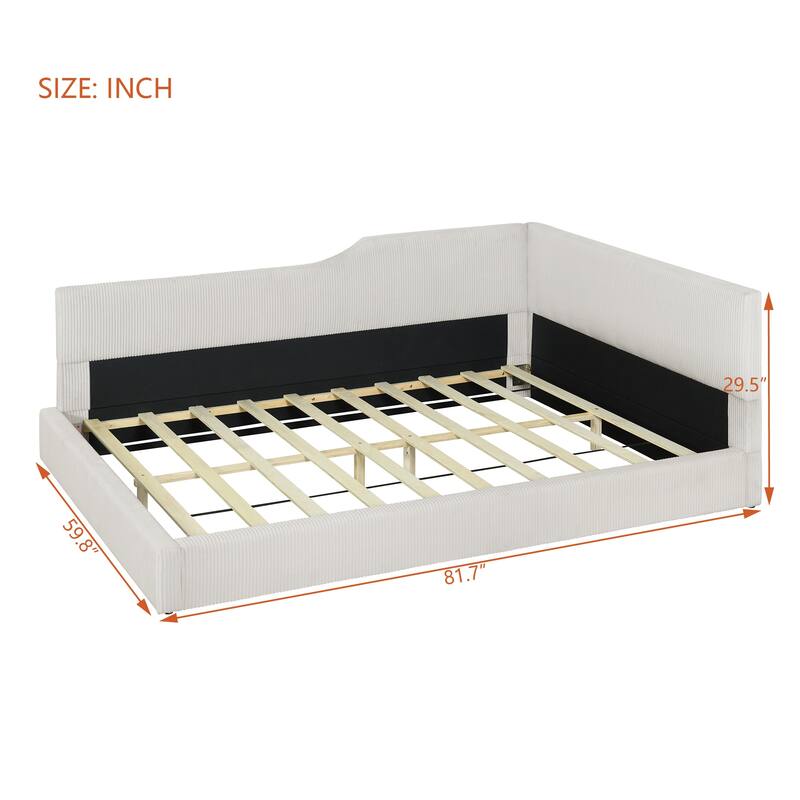 Spacious L-Shaped Upholstered Daybed for Relaxing,Hosting Guests and Elevating Any Living Space's Ambiance
