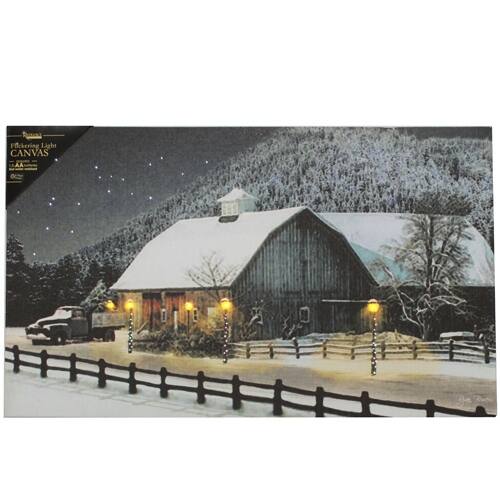 Shop Canvas Print 20 Radiance Snowy Barn Lighted Led Canvas