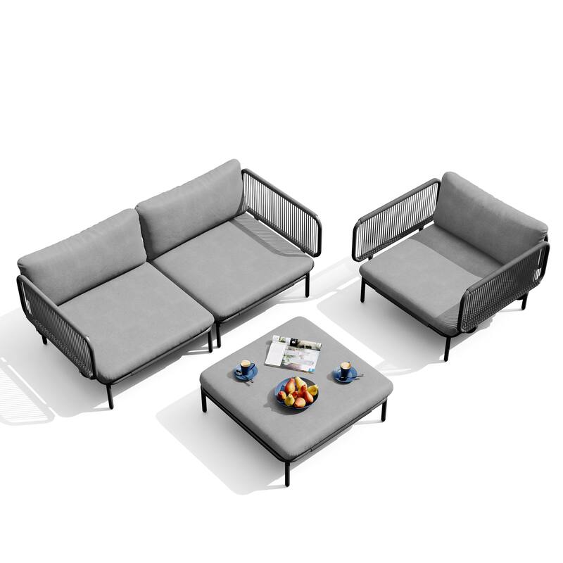 Outdoor Sectional Sofa Set with Cushions Patio Furniture DIY Free Combination