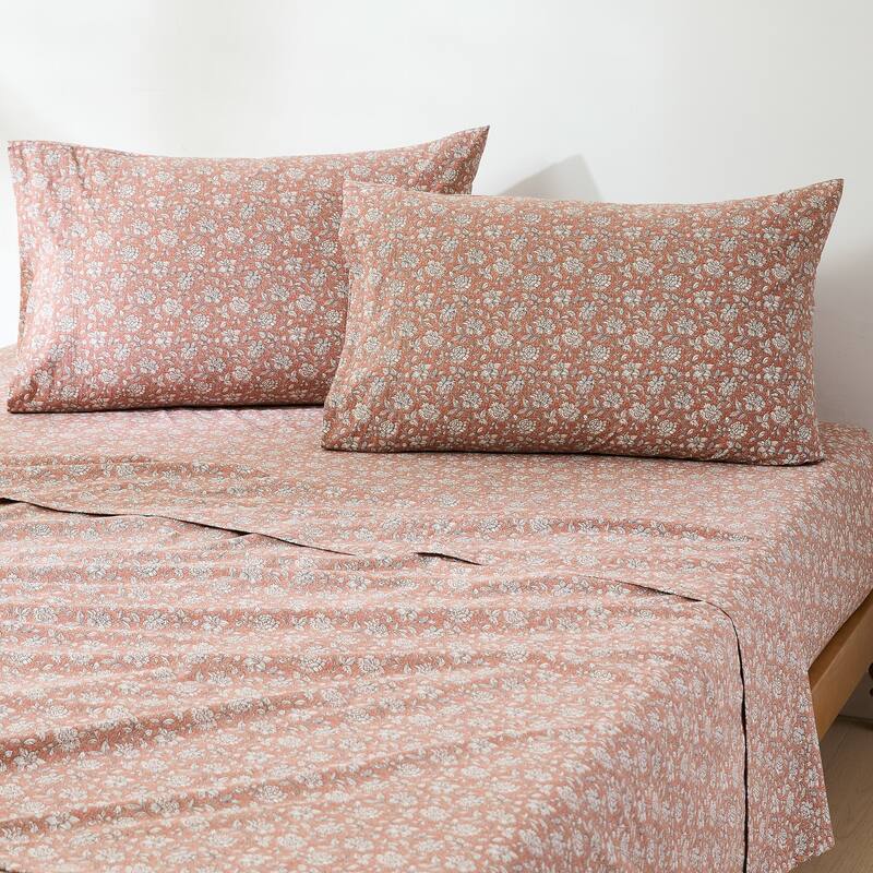 Lush Decor Zara Floral Block Cotton Sheet Set