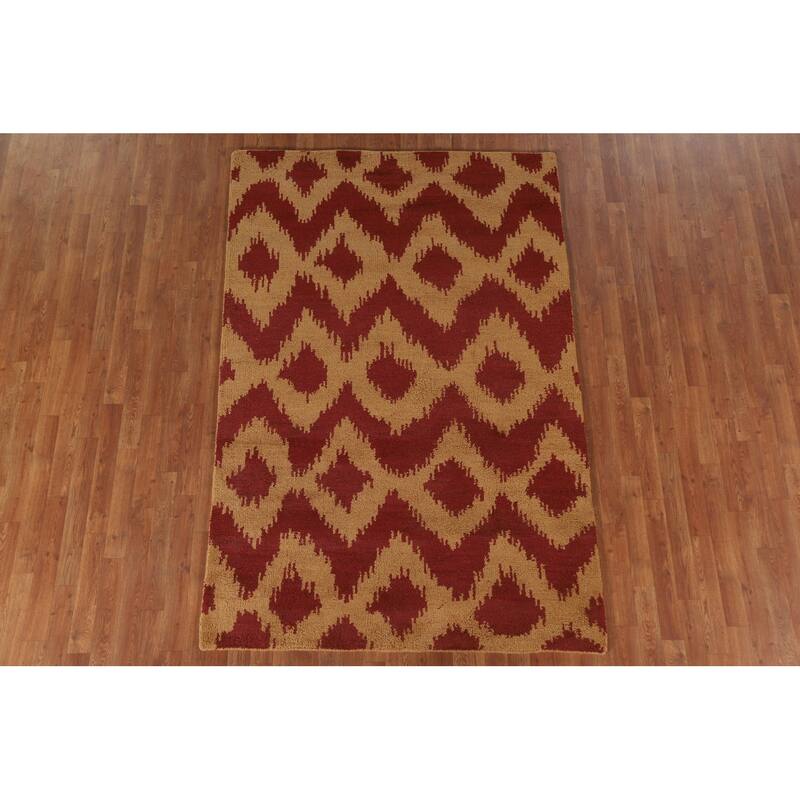 Hand Knotted Oriental 100% Wool Carpet Modern All-Over Yellow & Gold Gabbeh Area Rug - 7' 9'' X 5' 0''