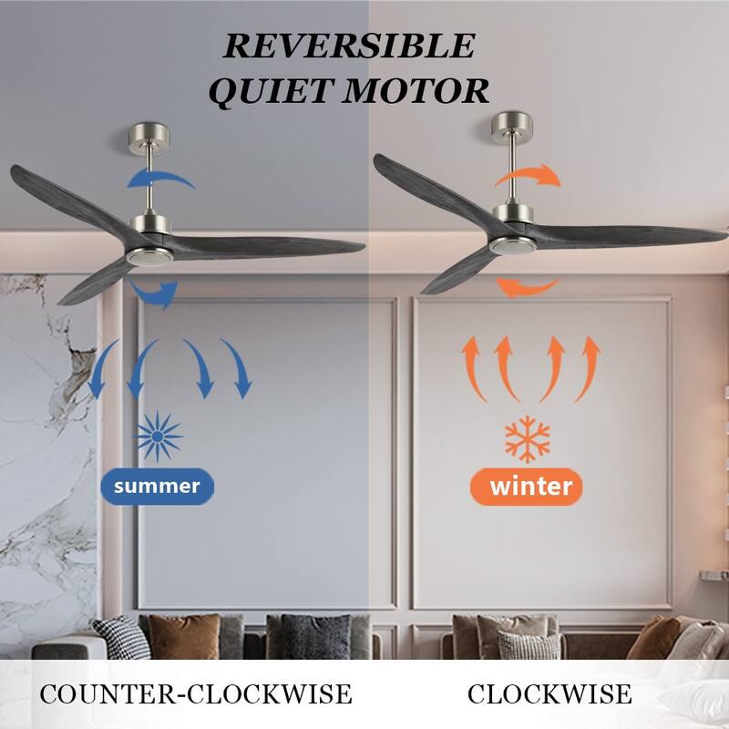 WINGBO 60" Solid Wood DC Motor Indoor Ceiling Fan with Remote Control