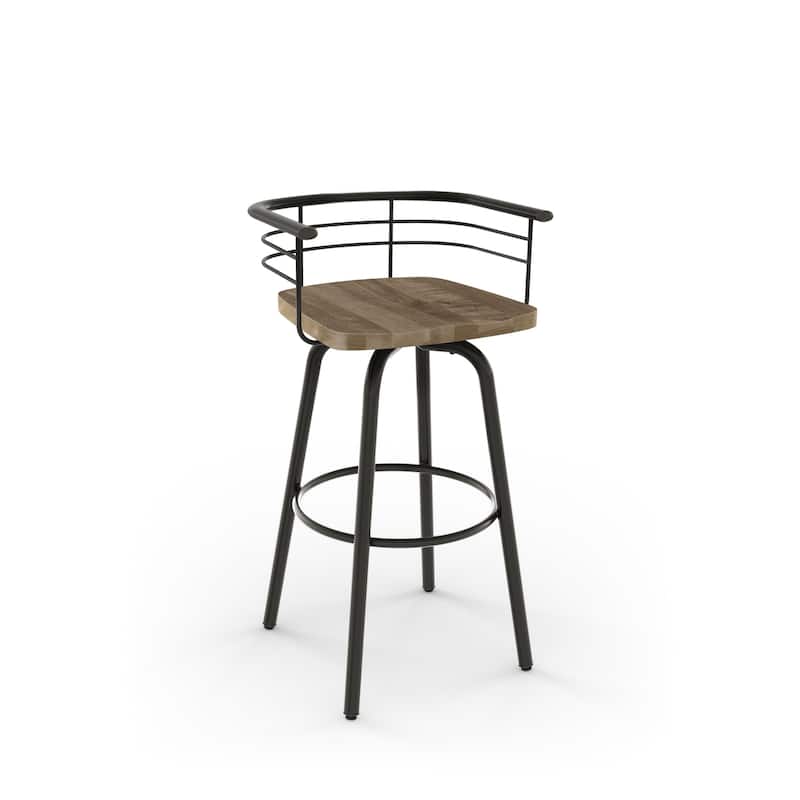 Amisco Brisk Swivel Counter Stool with Distressed Wood Seat
