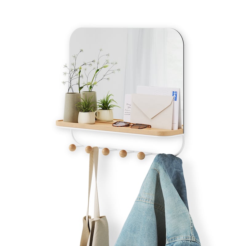Umbra Estique Mirror With Hooks - White