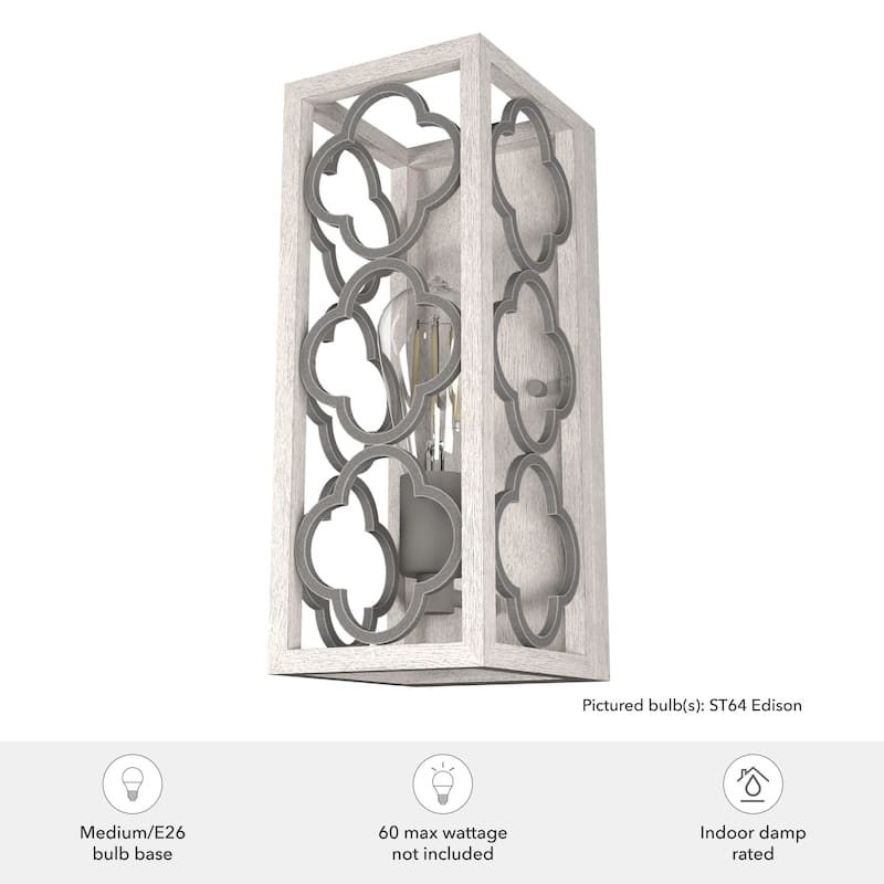 Hunter Gablecrest 1-Light Wall Sconce - Bathroom, Hallway, Bedroom - Modern Farmhouse, Distressed - Damp Rated!