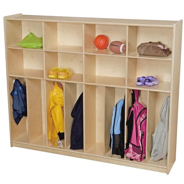 slide 2 of 4, Contender 8 Section Coat Locker for Kids, Toddler Backpack & Cubby Shelving With Hooks, Baltic Birch Plywood Organizer - 60"