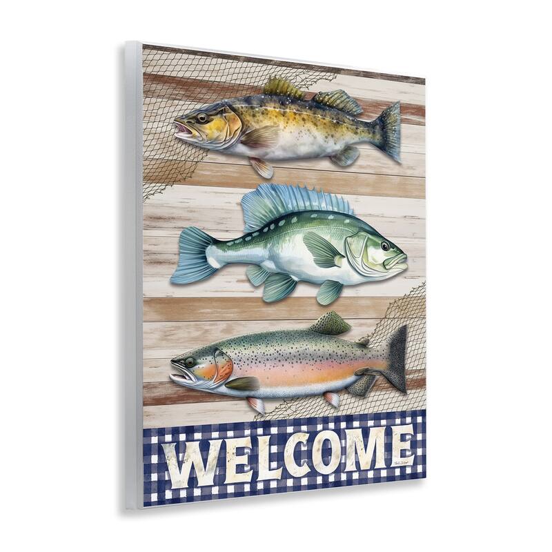 Stupell Welcome with Rustic Fish Wall Plaque Art Design By Nicole DeCamp