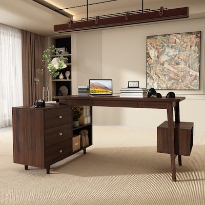 L Shaped Executive Desk 55.1" L Shape Computer Desk Office Desk