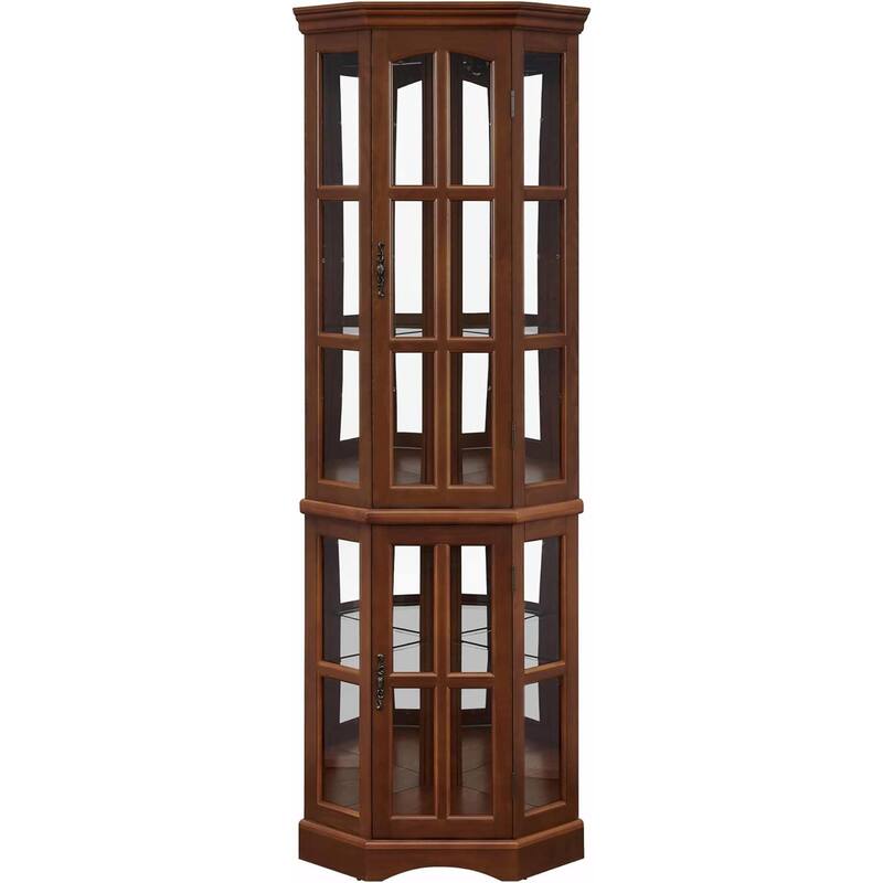 Corner Curio Cabinet with 5 Shelves and Built-in Lighting