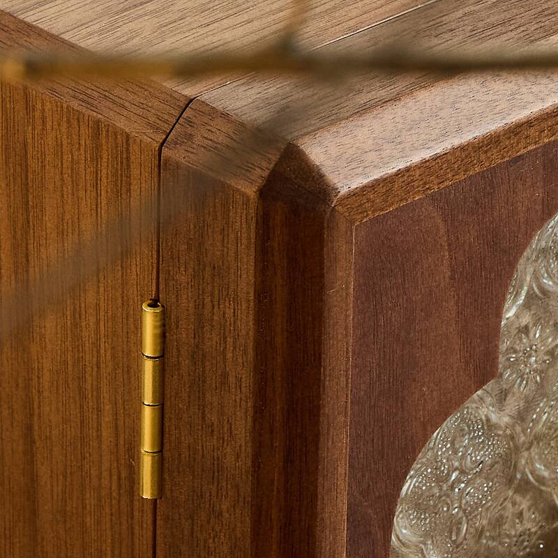 Handmade 5-Layer Jewelry Box – Black Walnut Wood with Velvet Interior, Magnetic Doors, Gold Handle – Elegant Storage - 9 in