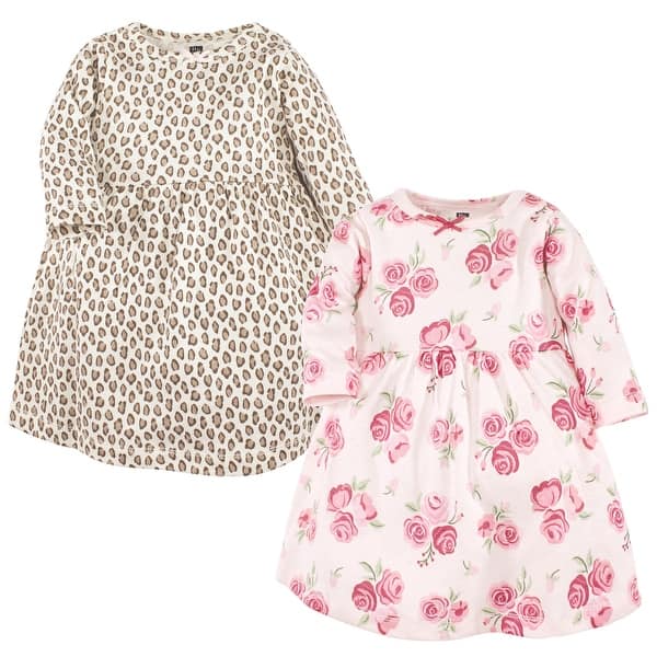 slide 1 of 1, Hudson Baby Girl Cotton Dresses, Blush Rose Leopard 2T - Blush Rose Leopard