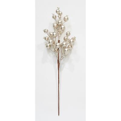 18" Artificial Holly Berry For Christmas Spray, Champagne, Set of 3 - 18