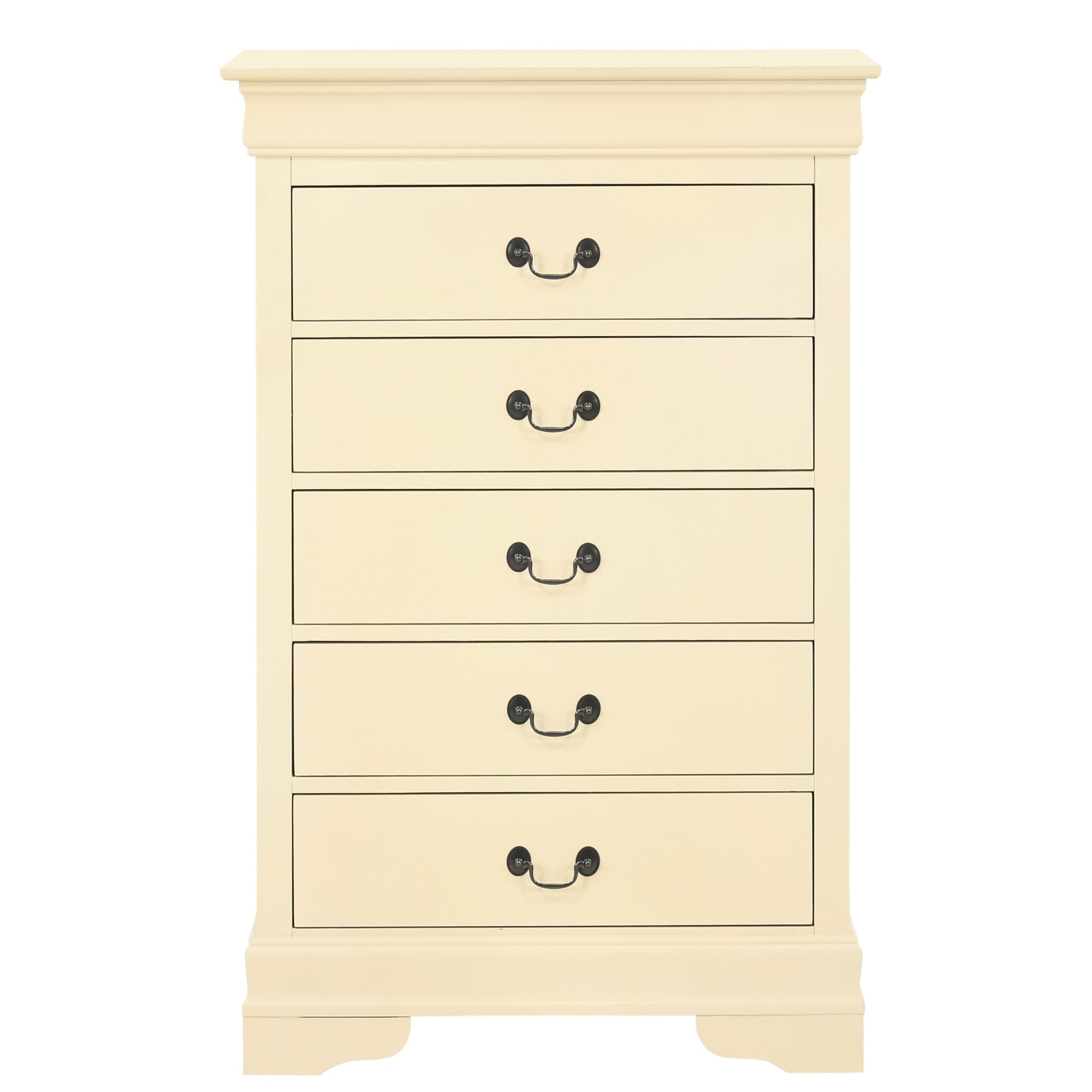 5-Drawer Wooden Bedroom Chest - 48" - Cream