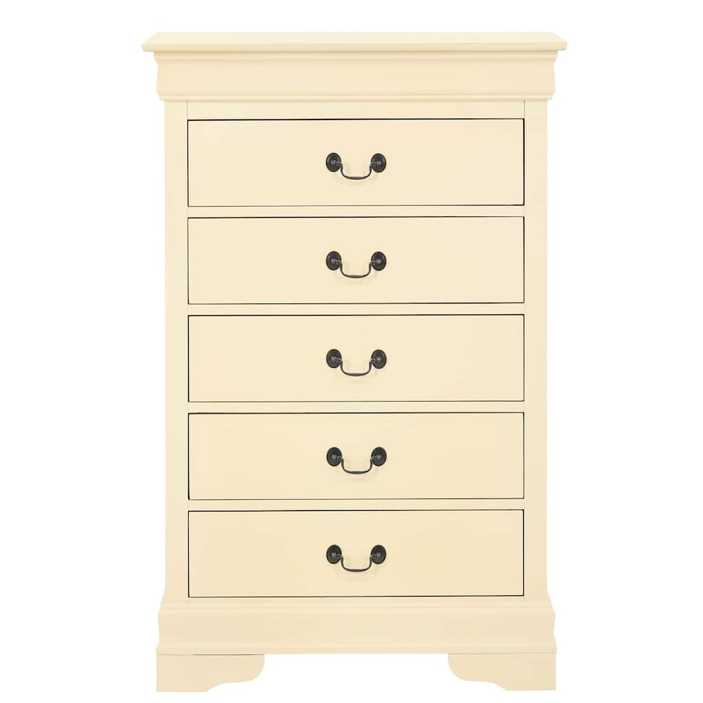 5-Drawer Wooden Bedroom Chest - 48" - Cream