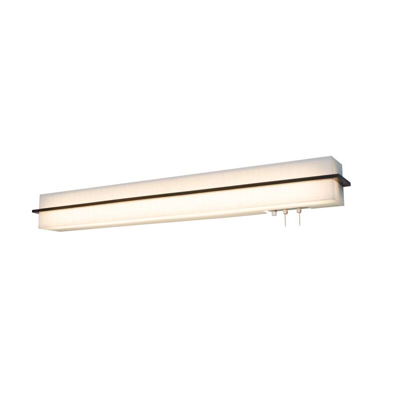 Apex 50" LED Overbed Wall Light - 50"L x 4"Ext x 4"W x 4.38"H - 50"L x 4"Ext x 4"W x 4.38"H - Espresso/Linen White Shade