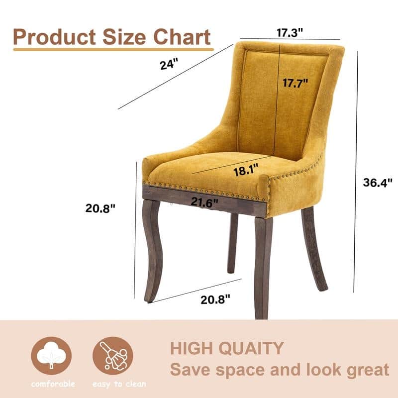 Thickened Side Dining Chair with Solid Wood Legs Set of 2