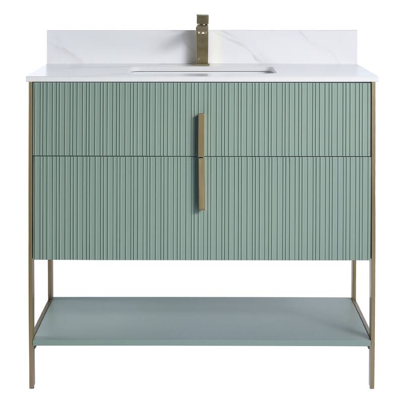 Fine Fixtures Serenity Modern Bathroom Vanity with White Carrara Stone Top
