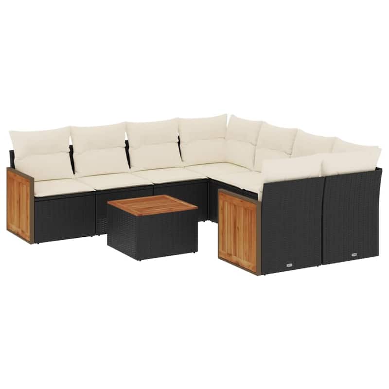 vidaXL Garden Sofa Set Black - 21.7 x 21.7 x 14.6 in