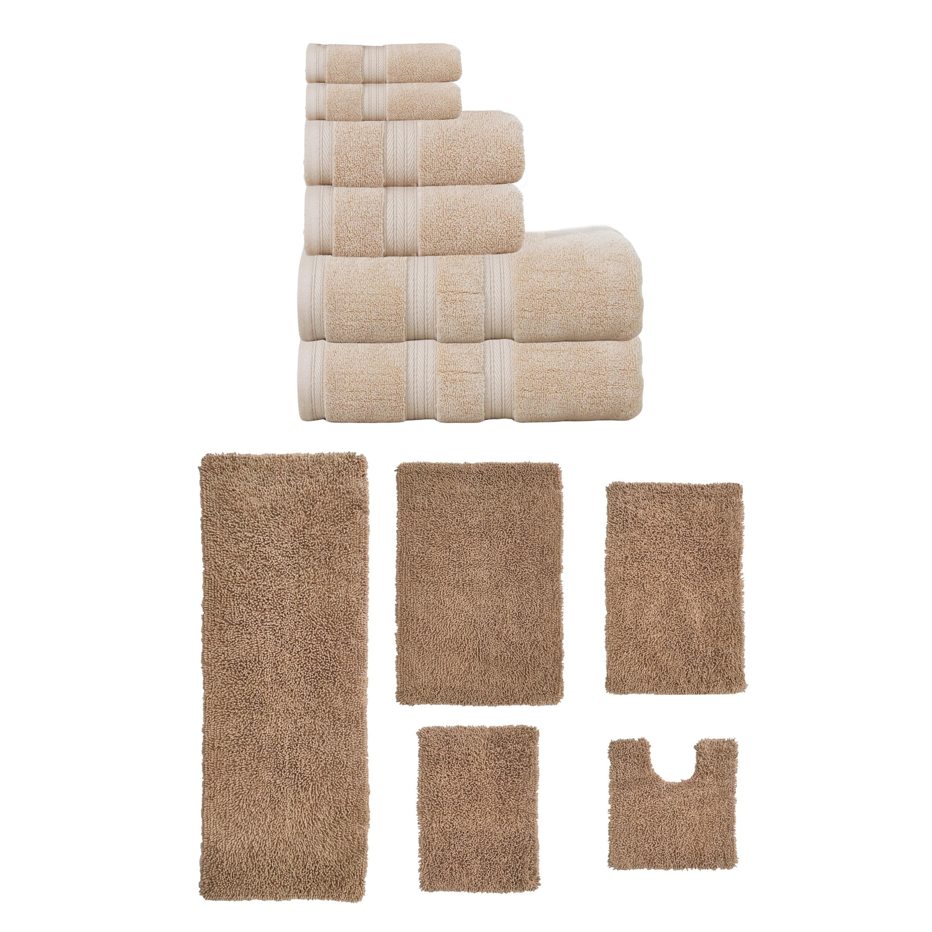 Home Weavers Fantasia Collection 100% Soft Cotton Super Absorbent 6 Pc Towel Set & 5 Pc Bath Rug Set, Machine Wash (Set of 11)