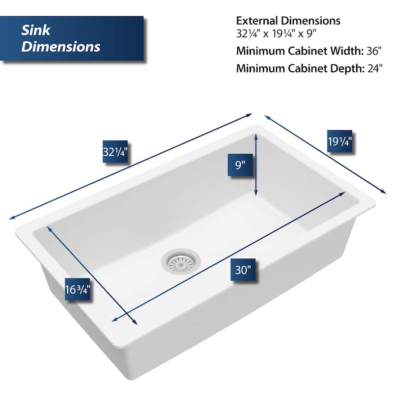 Karran Undermount 32.5 in. Large Single Bowl Quartz Kitchen Sink