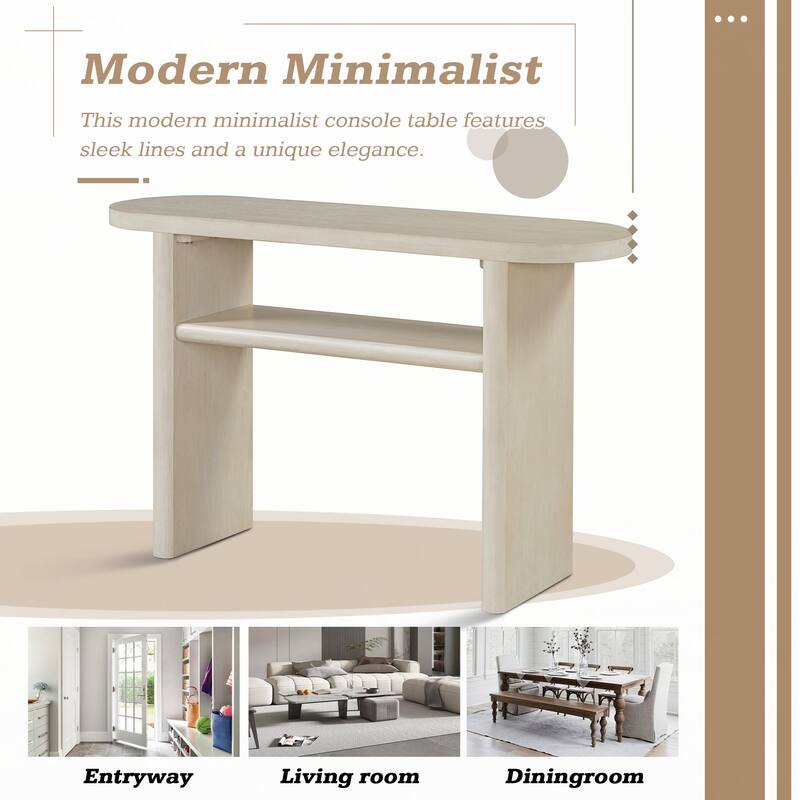 Elegant Minimalist Console Table(Gray Wash)
