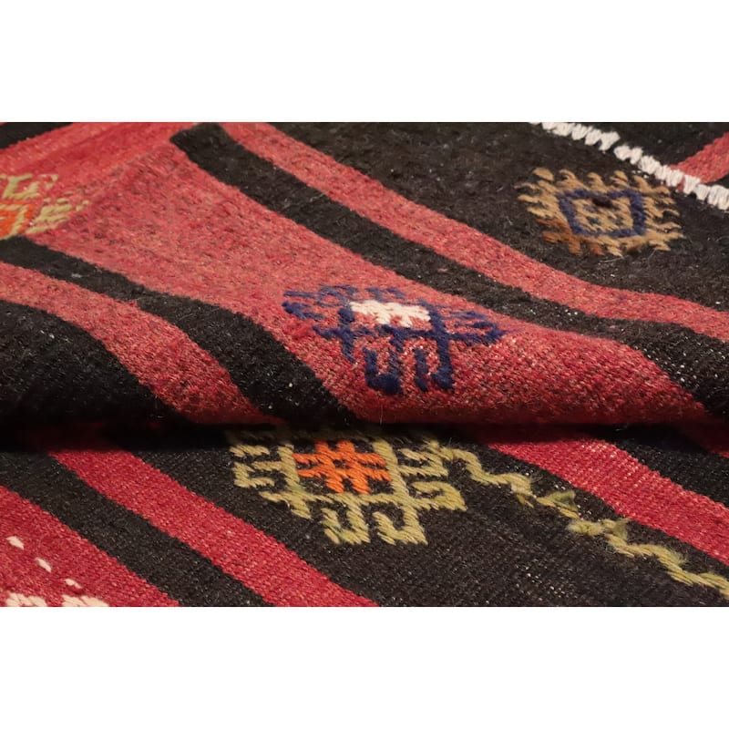 Hand Woven Oriental 100% Wool Carpet Southwestern Tribal Red Kilim Area Rug - 12' 2'' X 6' 8''