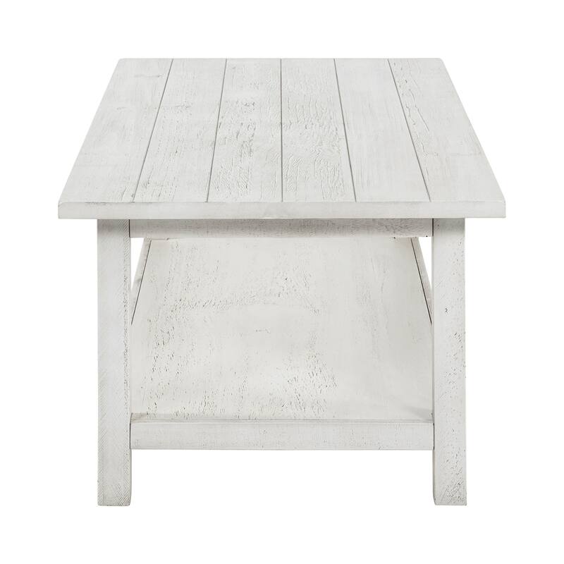 Wooden Coffee Table with Open Bottom Shelf